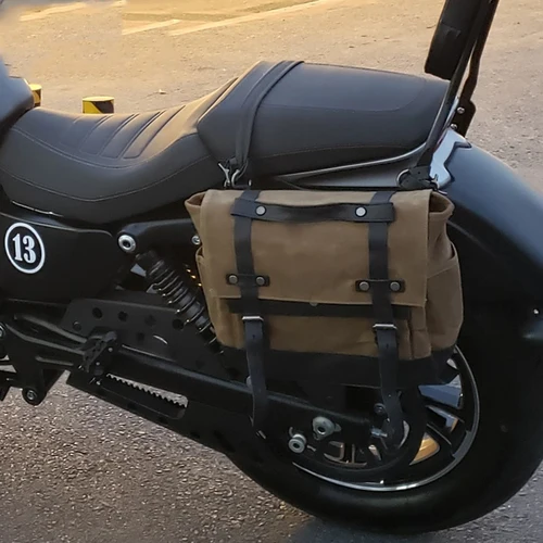 Imagen 2 del producto Bolsa lateral Vintage para motocicleta, caja lateral, bolsa de equipaje, bolsa trasera para Harley Sportster XL 883 XL 1200 Touring