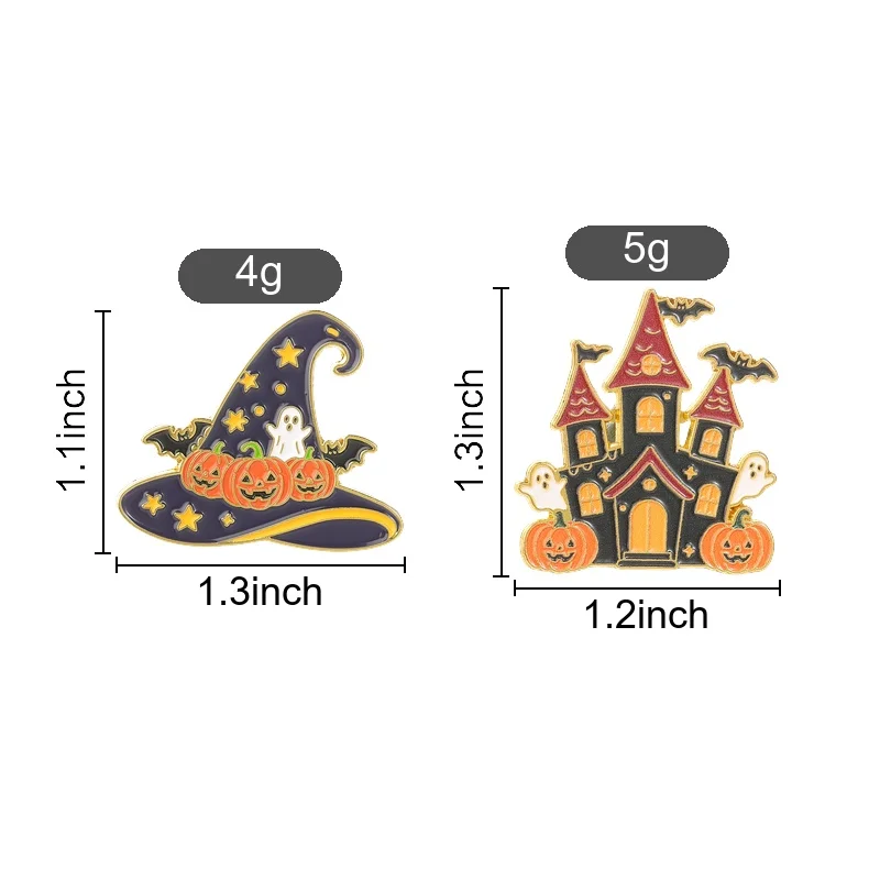Halloween Haunted House Witch Hat Badge Pumpkin Ghost Bat Enamel Pins Fashion Lapel Metal Brooches Backpack Clothes Jewelry Gift
