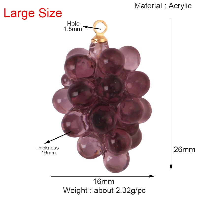 Arylic 3D Obst Erdbeere Traube Mango Durian Wassermelone Kirsche Granatapfel Charm Anhänger, Schmuck Halskette Armband Versorgung S18 – Detail 39
