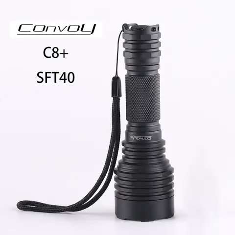 Convoy C8 + SFT40 LED 손전등 포함, 6500K 5000K 3000K 고출력 토치 18650 플래시 라이트, 전술 린터나 라타르카