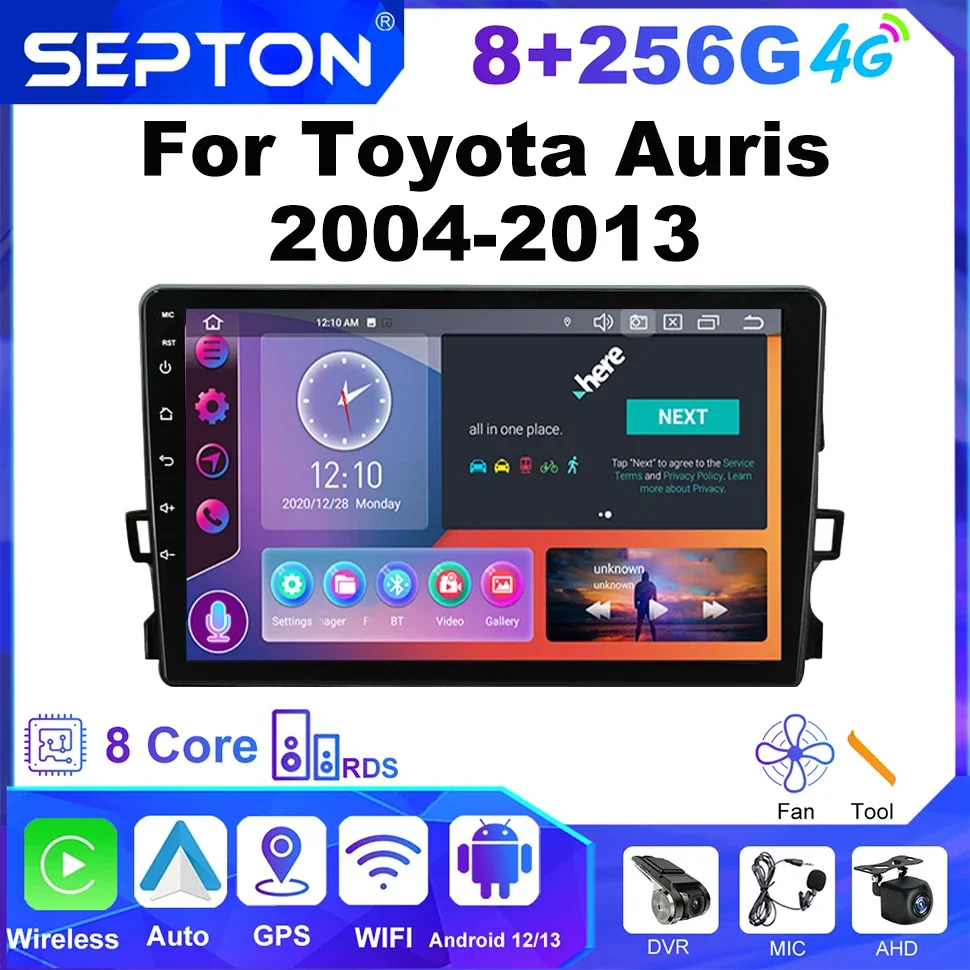 

SEPTON Android Multimedia Player for Toyota Auris 2004-2013 Carplay Android Auto Radio Car Radio 4G Wifi Navi GPS DSP 2din 8core