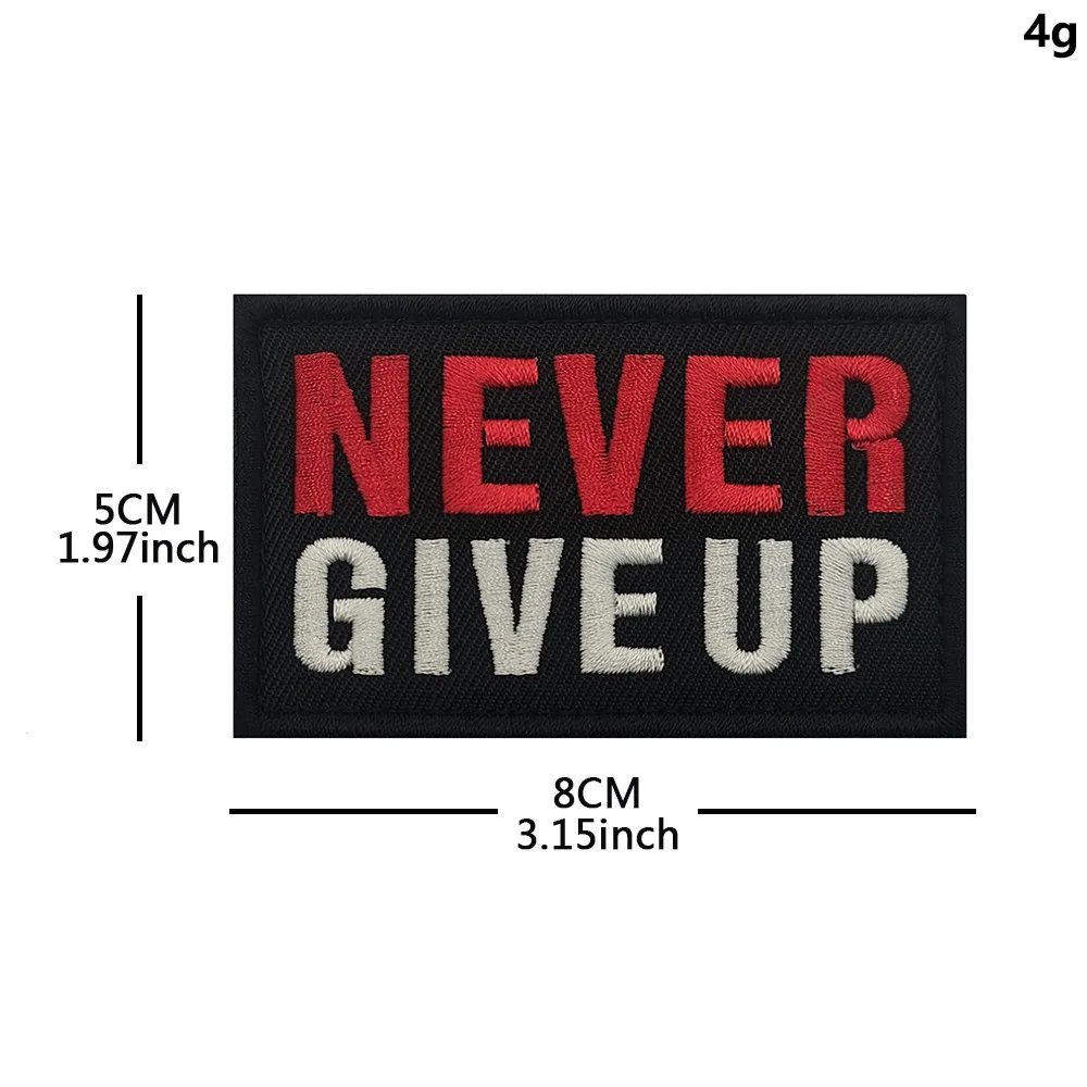 Never Give Up SOLDIER OF CHRIST Embroidery Patch Hook And Loop Tactical Badge for Backpack Bag Stickers Hat Appliques Outdoor