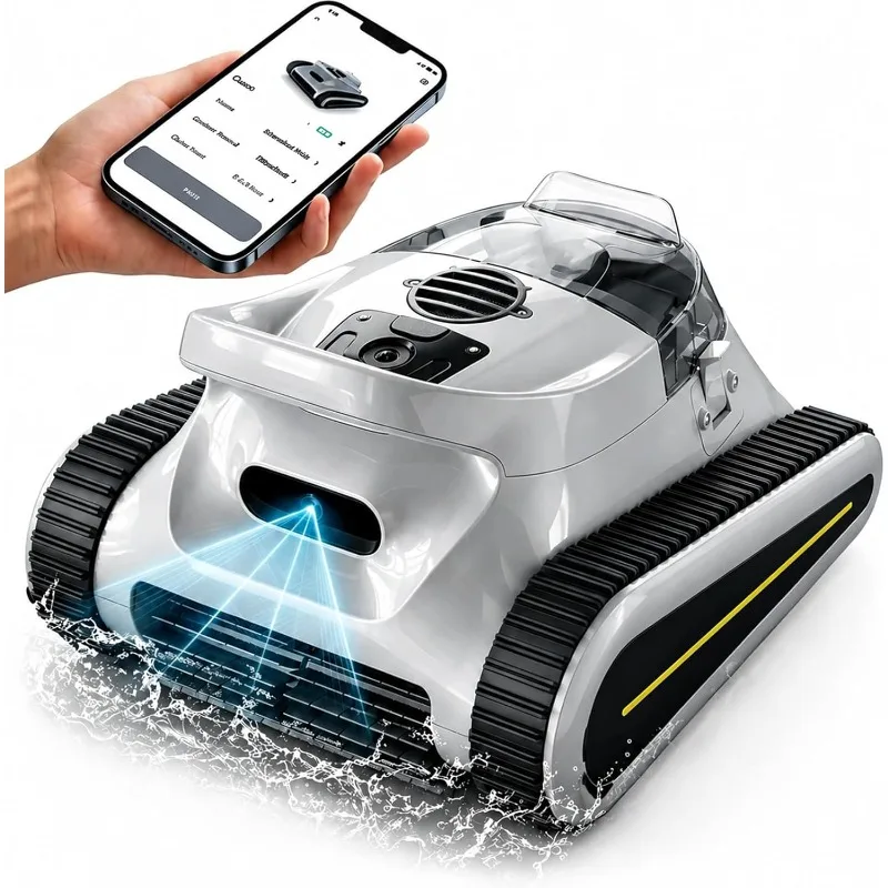 Cordless Robotic Pool Cleaner - Automatic Pool Vacuum Robot for Inground&Above Ground Pools, Wall&Waterline Climbing, Navigation