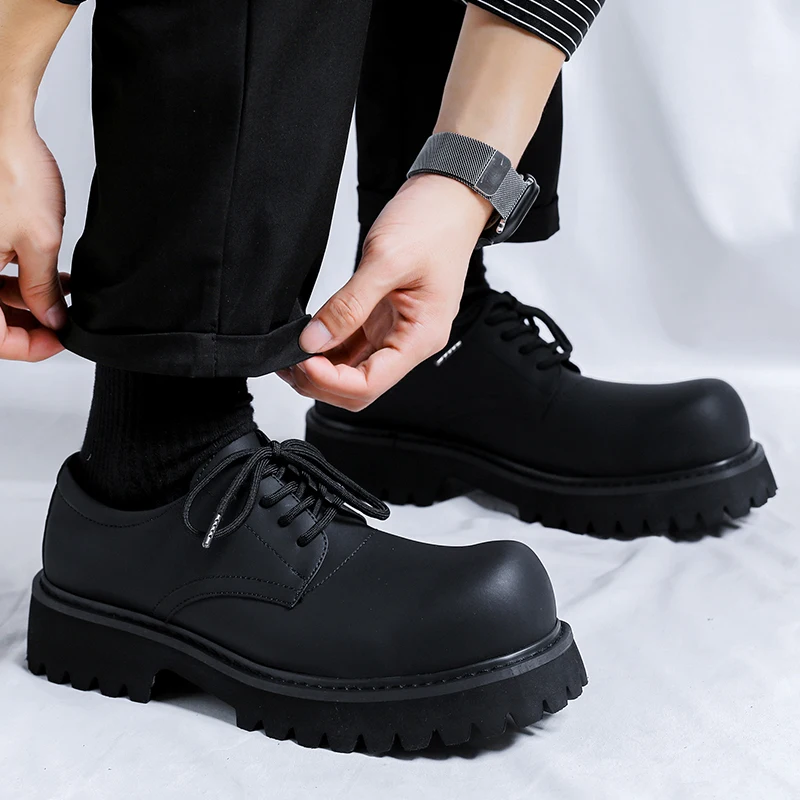 الرجال المألوف ديربي أحذية الرجال مريحة المألوف كبير تو سميكة سوليد أحذية من الجلد الأعمال أحذية الحفلات الاجتماعية أحجام 38-46