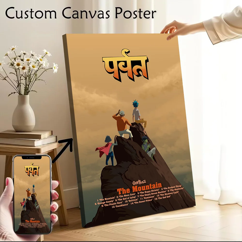 

Gorillaz The Mountain Album Art Poster Customizable Printed Canvas Painting for Pictures Wall Art Room Decoration Aesthetic Home