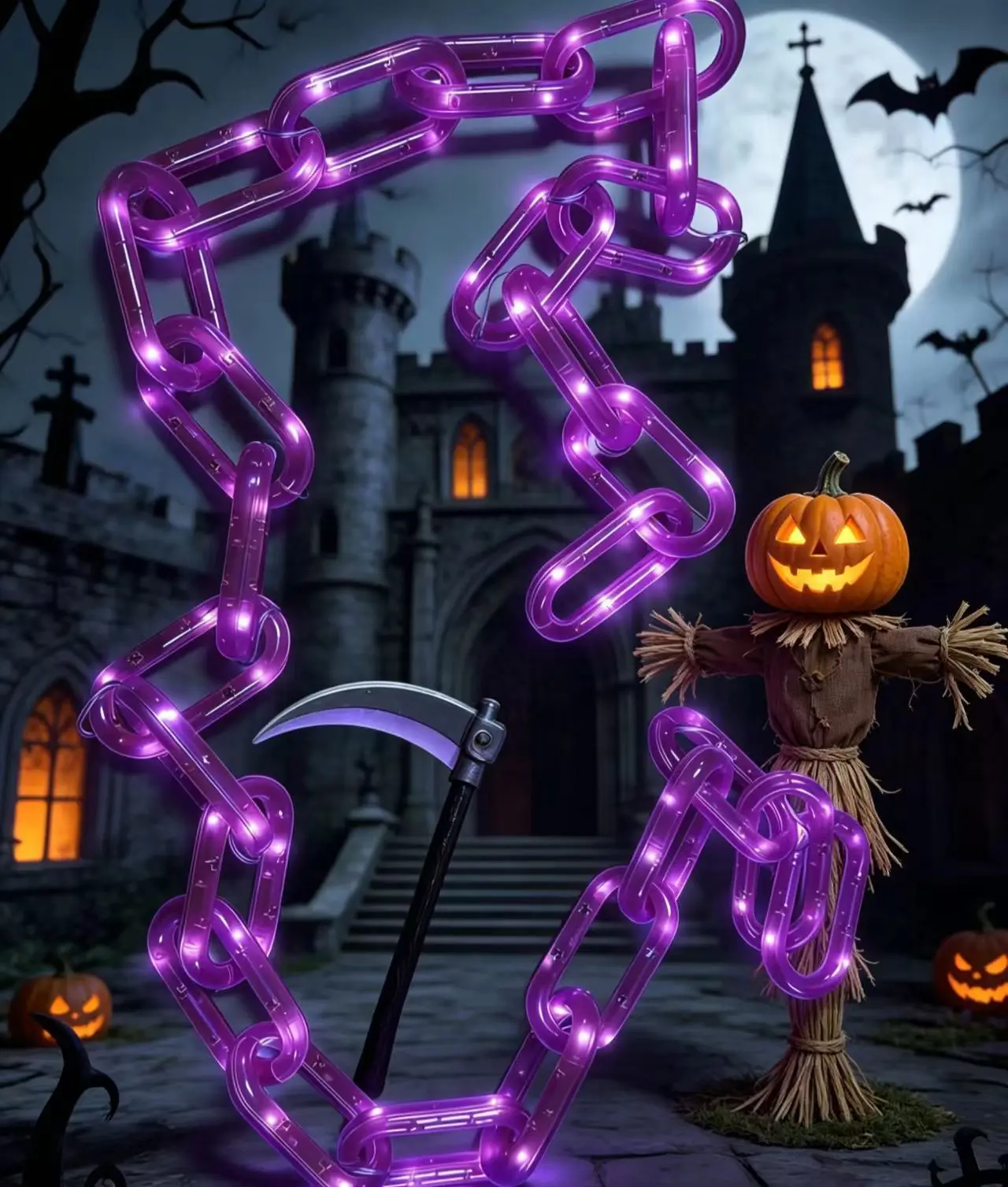 1PC Halloween Chain‑Style LED String Lights, Battery Box Operated Decorative Atmosphere Lights