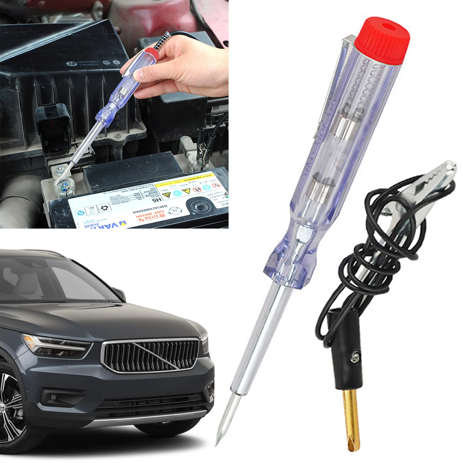 

DC 6V-24V Car Tester Fuses and Light Socket Tester Transparent Circuit Test Pen for Car Motorcycle and Small Engines