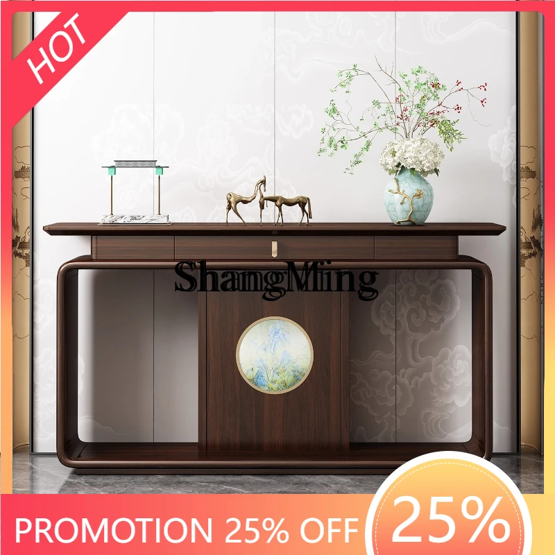 SM Chinese-style entrance table Solid wood strip case Entry front door against the wall Narrow table Ebony table