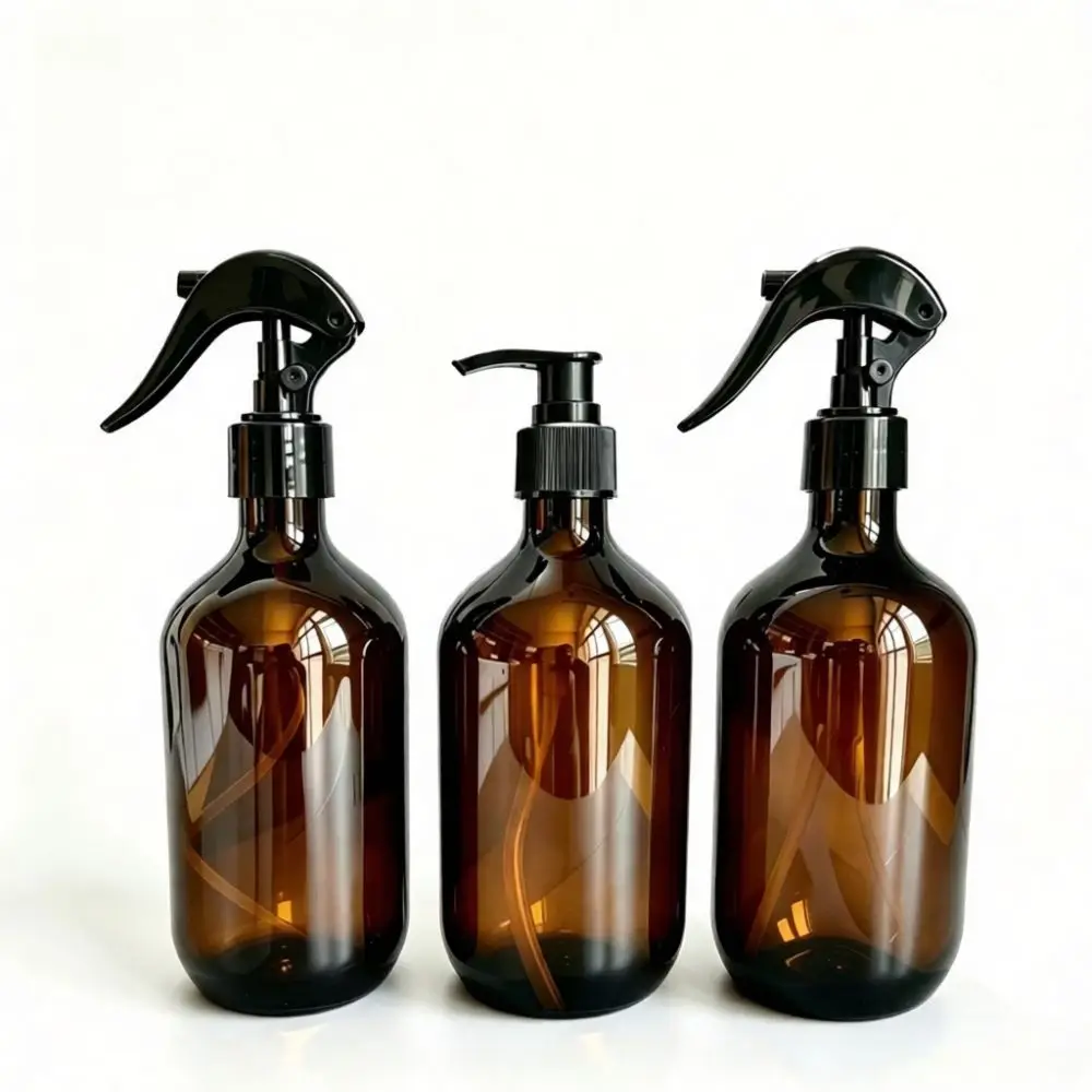 500ml Refillable Brown PET Spray Bottle Fine Mist Pump Essential Oil Toner Lotion Dispenser Travel Cosmetic Tool