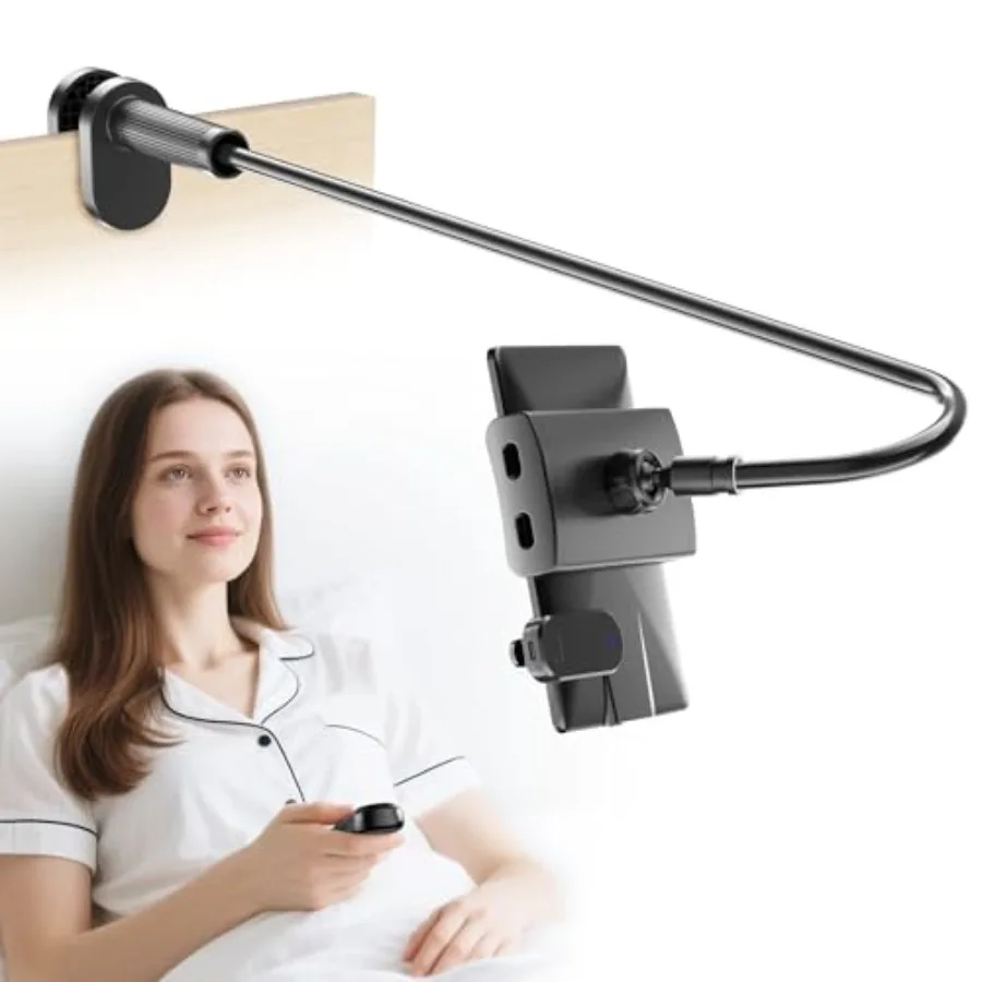 

Gooseneck Tablet Holder for Kindle Reading in Bed with Page Turner Remote, Hands Free Desk Bedside Lazy Arm Stand for Kindle Ac