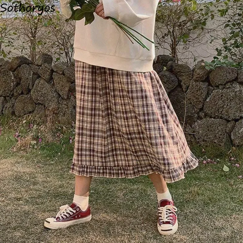 

Юбки женские, новый клетчатый дизайн, японский стиль, универсальные повседневные студенческие модные удобные с высокой талией, простая уличная одежда для отдыха