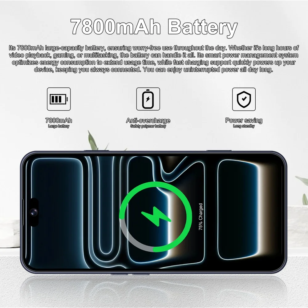 K-Touch Smartphone für 17 Pro Max 7,3 Zoll Vollbild-Handy 22G+2TB Mobiltelefon 16+48MP 5G Dual-SIM 7800mAh Akku Face ID Entsperrt Android 15 Handys – Detail 13