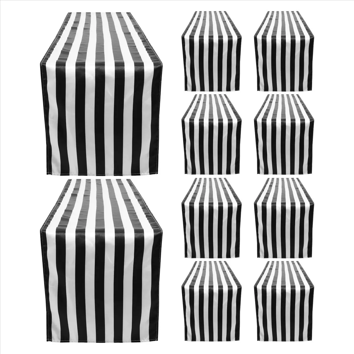 A013 10 Pack Table Runner Polyester Table Decor Classic Black and White Striped Table Runner Modern Elegant Design