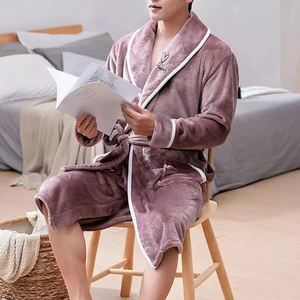 

Men Bathrobe Thicken After Bathing Home Wear Cold-proof Winter Nightgown Winter Nightgown for Home