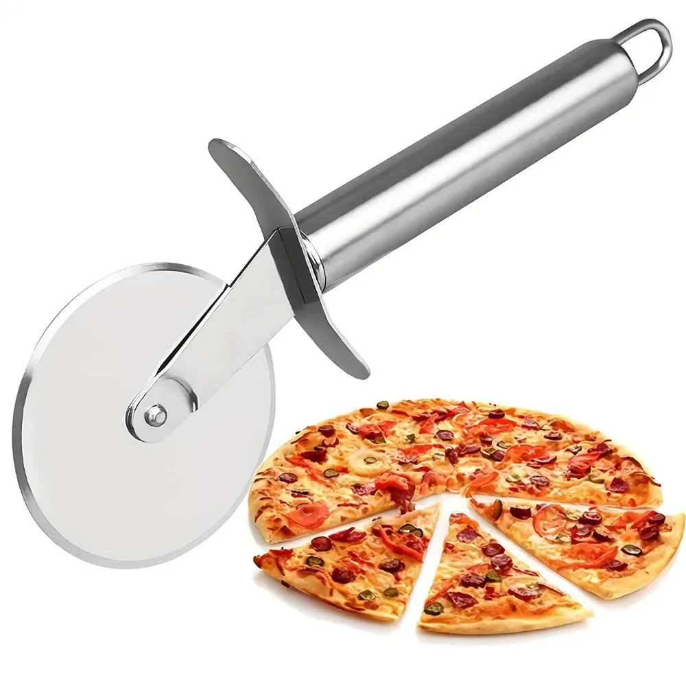 Cortador de Pizza de cocina de acero inoxidable, herramientas de servidor, pala para pastel de Luna, rebanador de masa para galletas y gofres, rueda Manual para cortador de Pizza