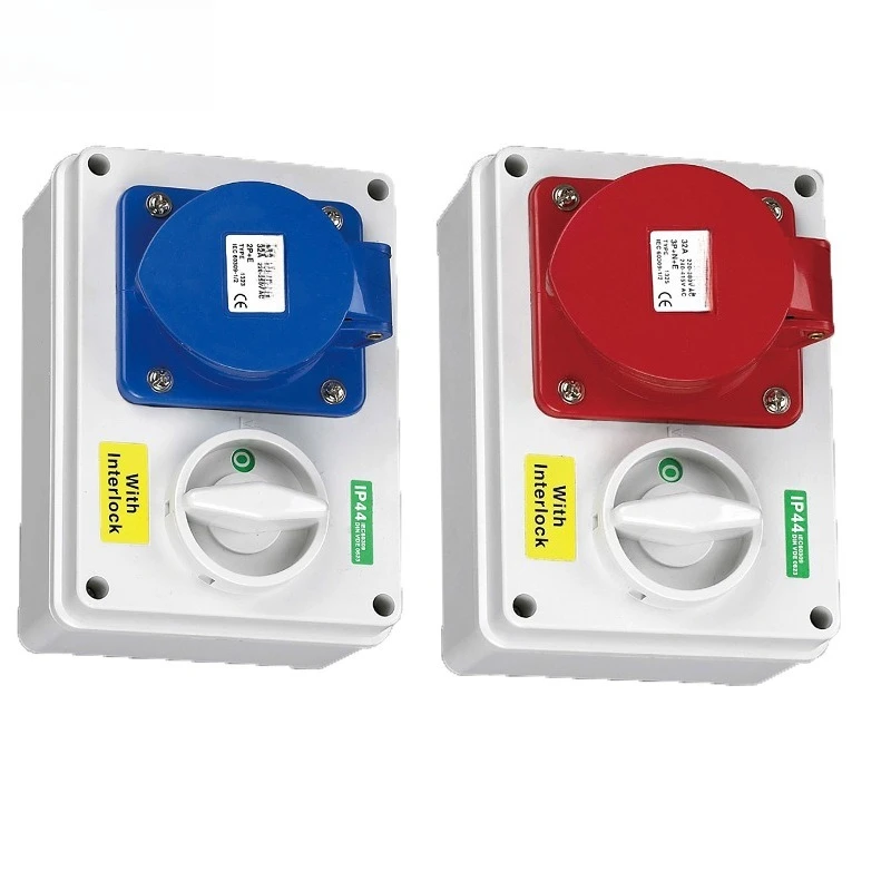 Mechanical interlocking socket box linkage box waterproof IP65 with switch 16A/32A