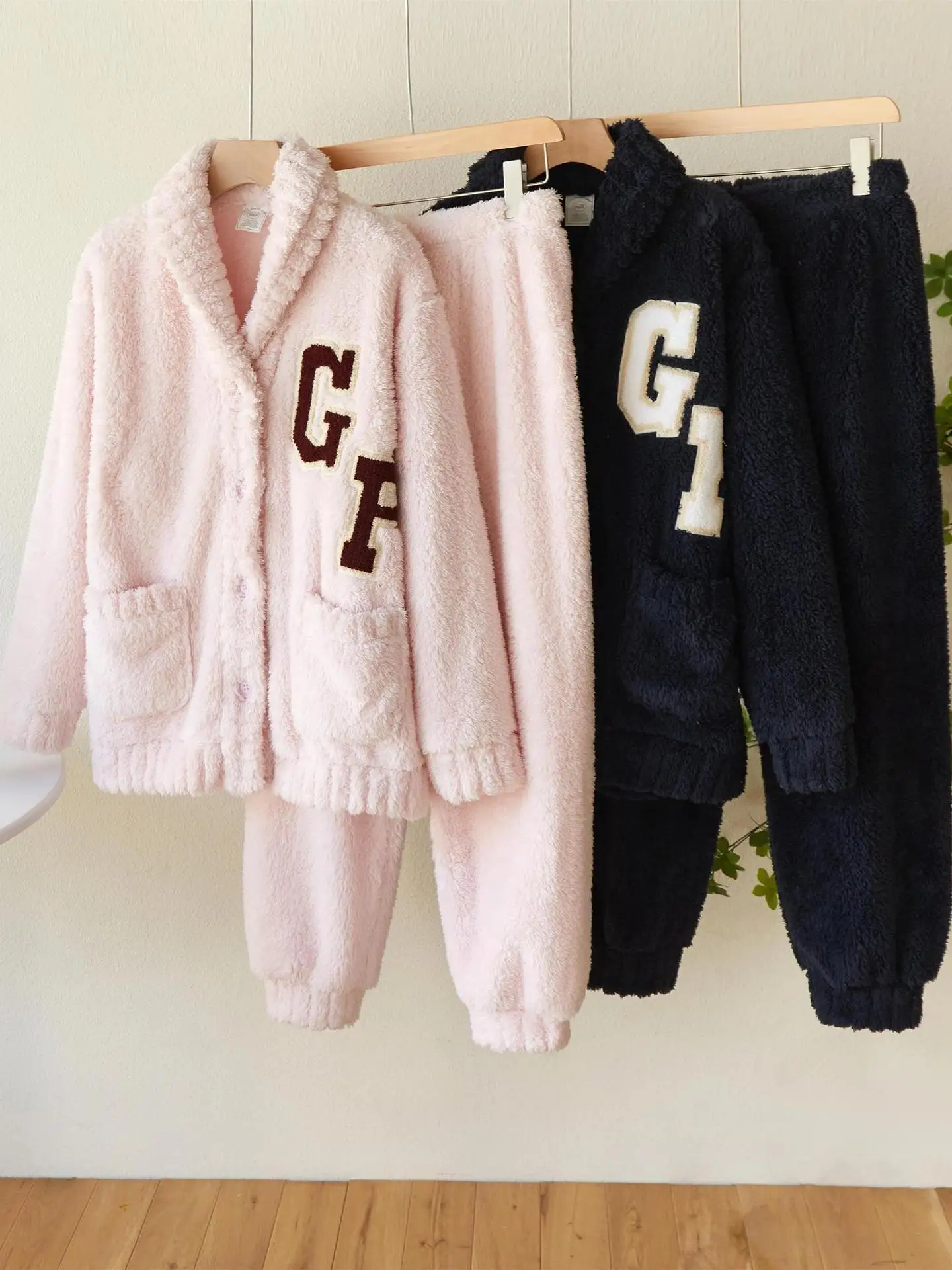 Autumn Winter Women Pajamas Set Sweet Coral Fleece Nightwear Long Sleeves Trousers Nightdress Homewear Girly Casual Sleepwear