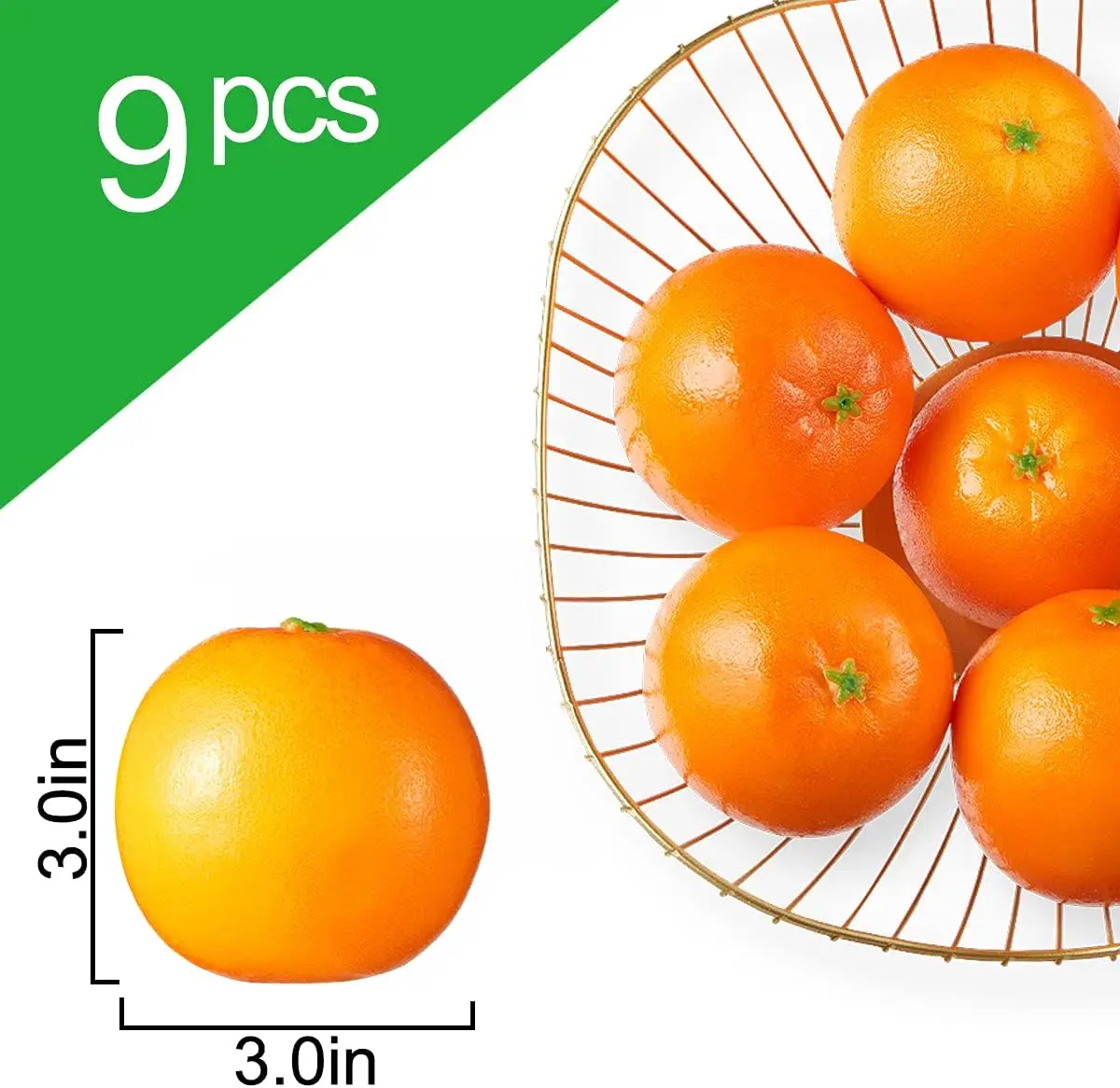 9 Packs Fake Fruit Artificial Lifelike Simulation Orange for House Kitchen Cabinet Party Festival Decoration Photography Prop