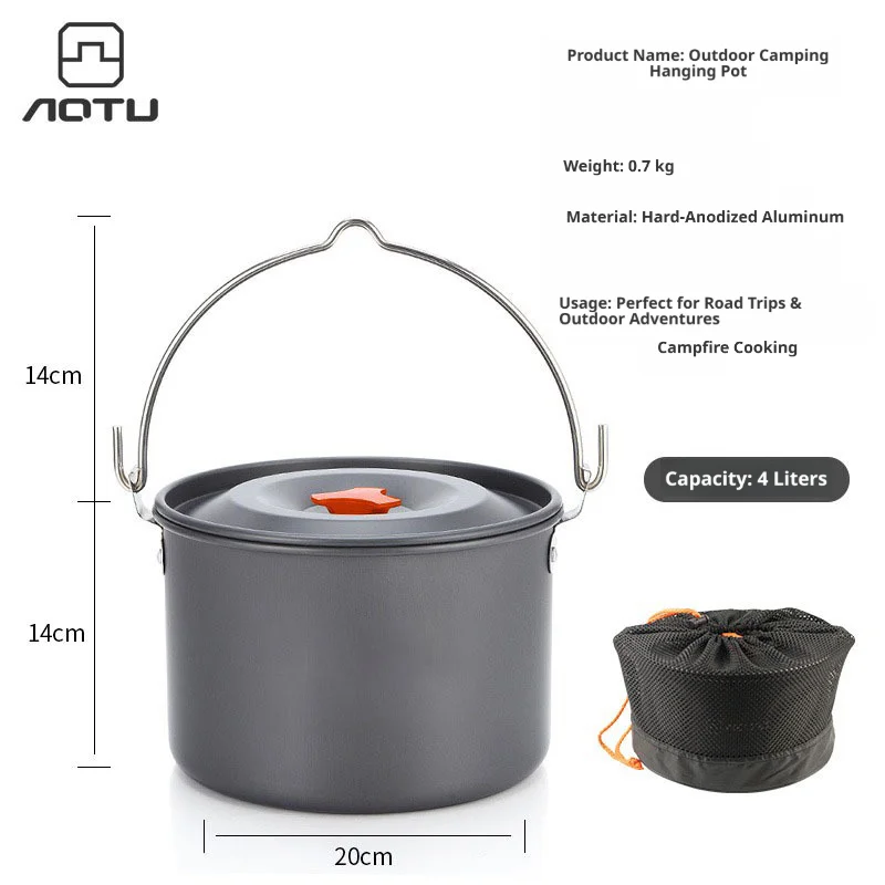 Outdoor Camping Multi Functional Steaming and Frying Pot, Stewed Rice Cooking Tool,