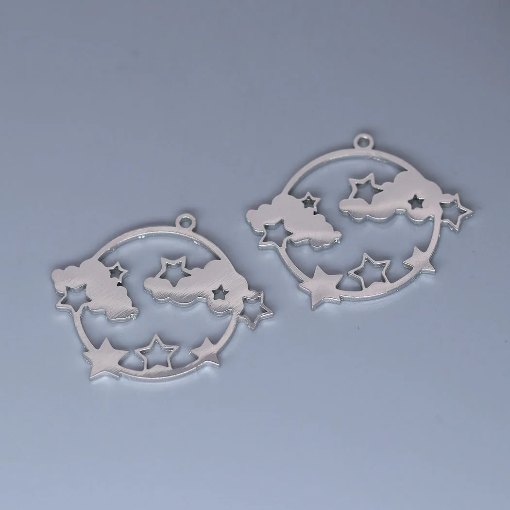 5pcs/lot Sequin Cloud Stars Charm Pendants Making DIY Stainless Steel Handmade Finding Jewelry