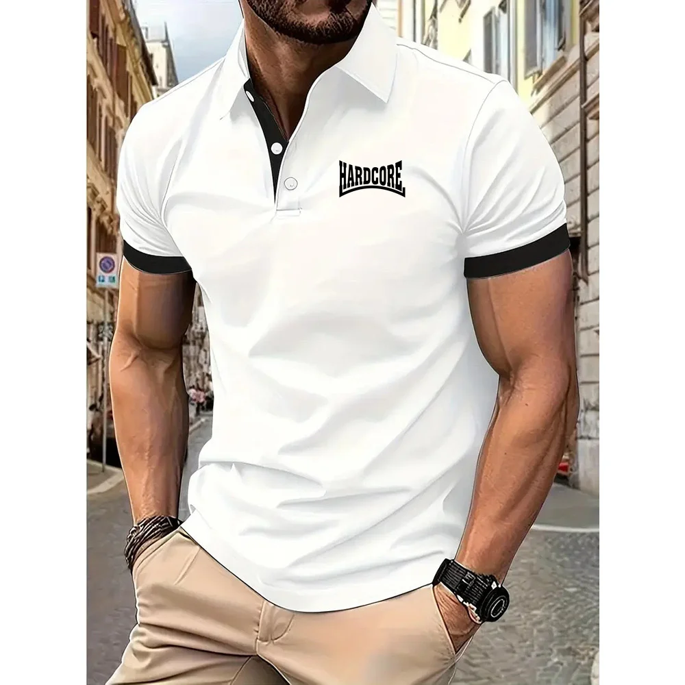 HARDCORE-Camisa polo respirável masculina, roupa de manga curta, camiseta confortável, negócios e lazer, nova moda, verão