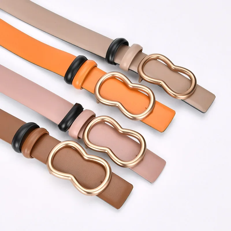 

2024 Fashion Leather Belt for Women Designer Metal Buckle Waist Strap Female Jeans Dress Trouser All-match Decorative Waistband