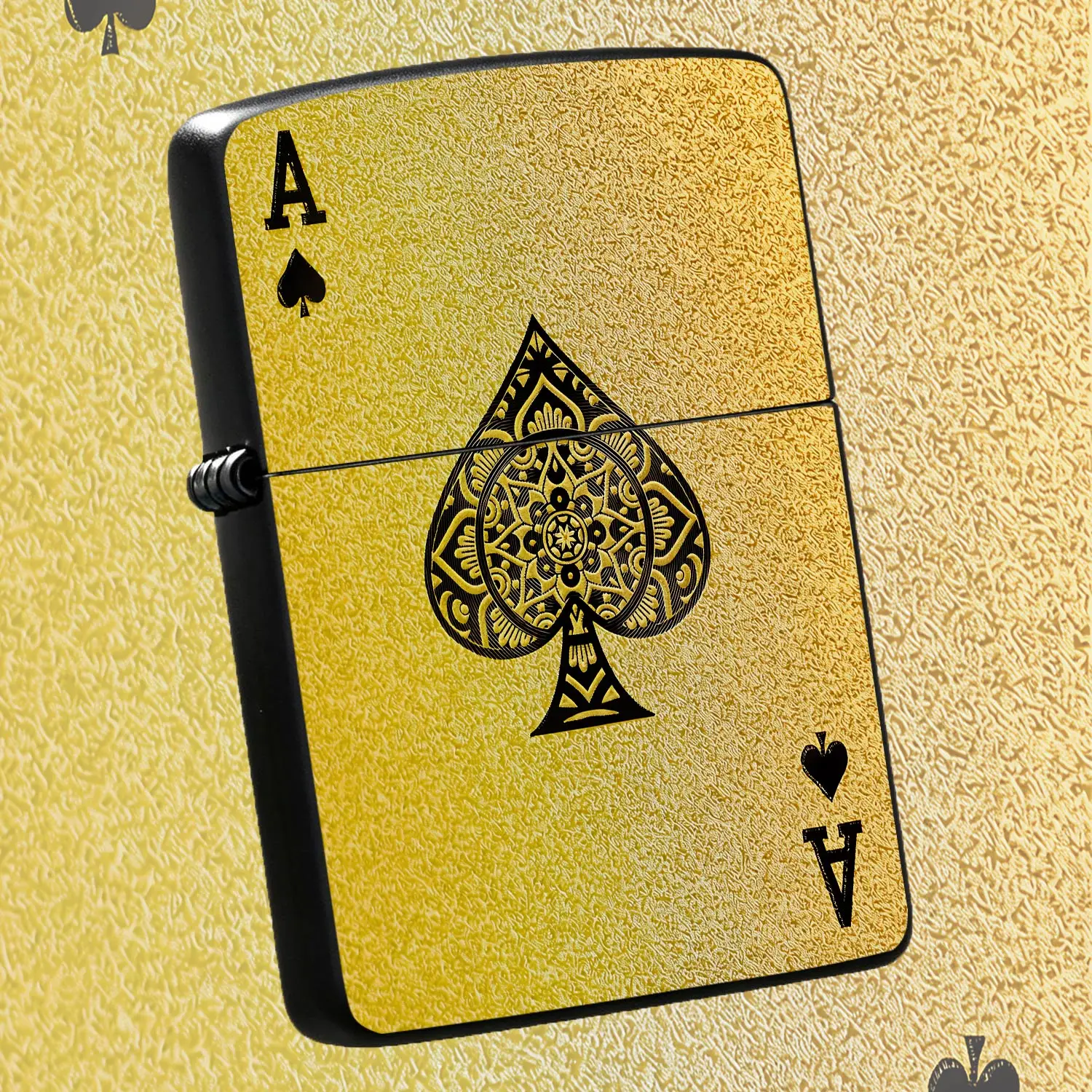 Premium Gold Foil Ace Of Spades Lighter Exquisite Embossed Pattern Decorative Portable Accessory For Daily Use Gifting Home Decor Versatile Stylish Desktop Ornament For All Scenarios A Humorous And Interesting Lighter