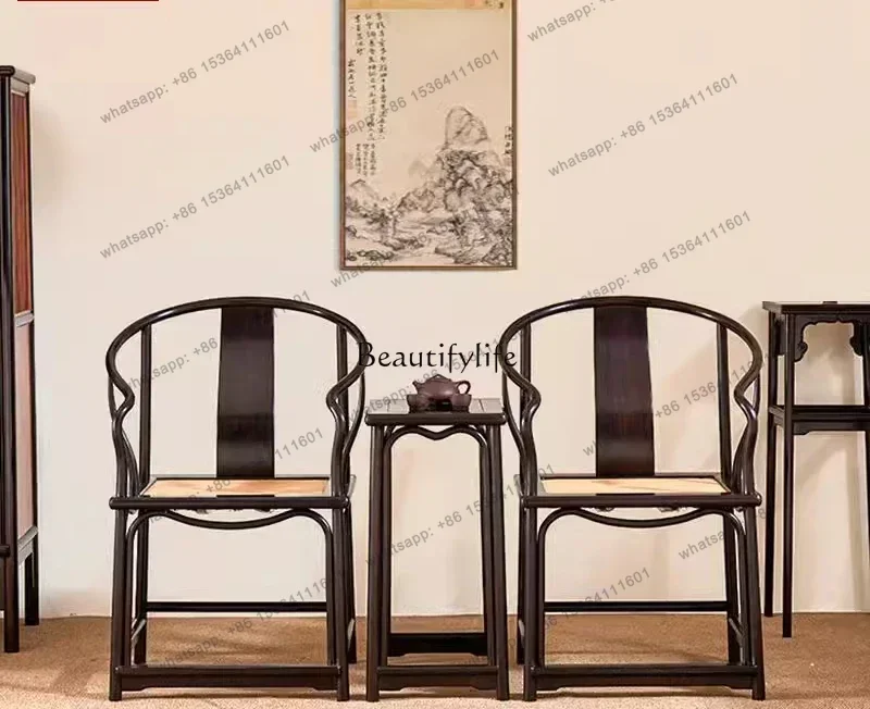 56Red sandalwood armchair hanging hand antique Chinese mahogany armchair three-piece set