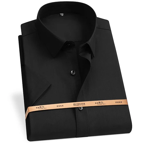 Imagen 2 del producto Camisa de manga corta de fibra de bambú de alta calidad para hombre para verano fresco ajuste transpirable sin planchar Top Social de negocios S-6XL-7XL-8XL