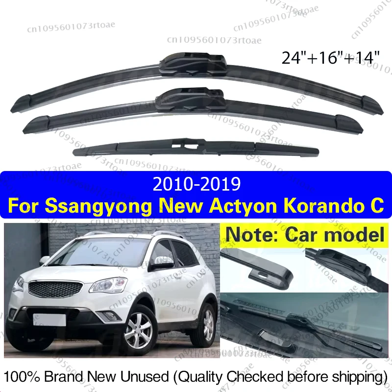 

For SsangYong New Actyon Korando C 2010-2019 Car Wiper Front Rear Wiper Blades Windshield Windscreen Window Rain Brush 24"16"14"