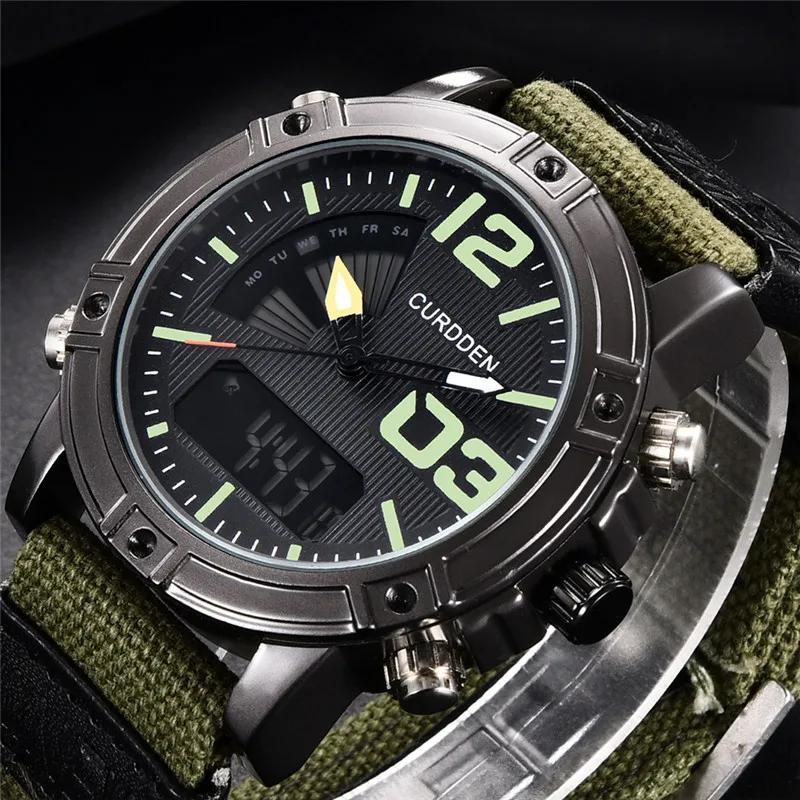 Men Genuine CURDDEN Brand Chronograph Watch Fashion Nylon Band Dual Time Sports Military Designer Watches Relogio Masculino 2024