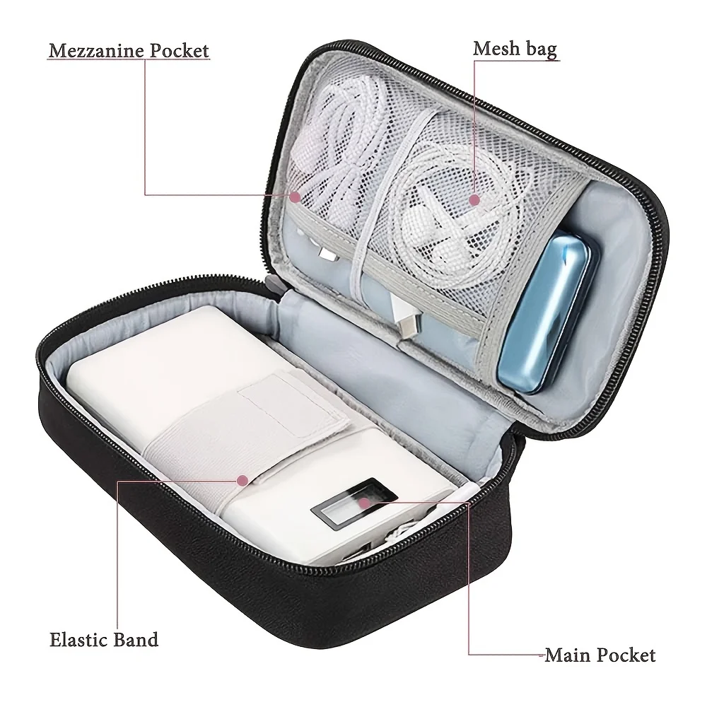 Electronics Travel Organizer Portable USB Flash Drives Accessories Case Dustproof Cord & Phone Storage Bag