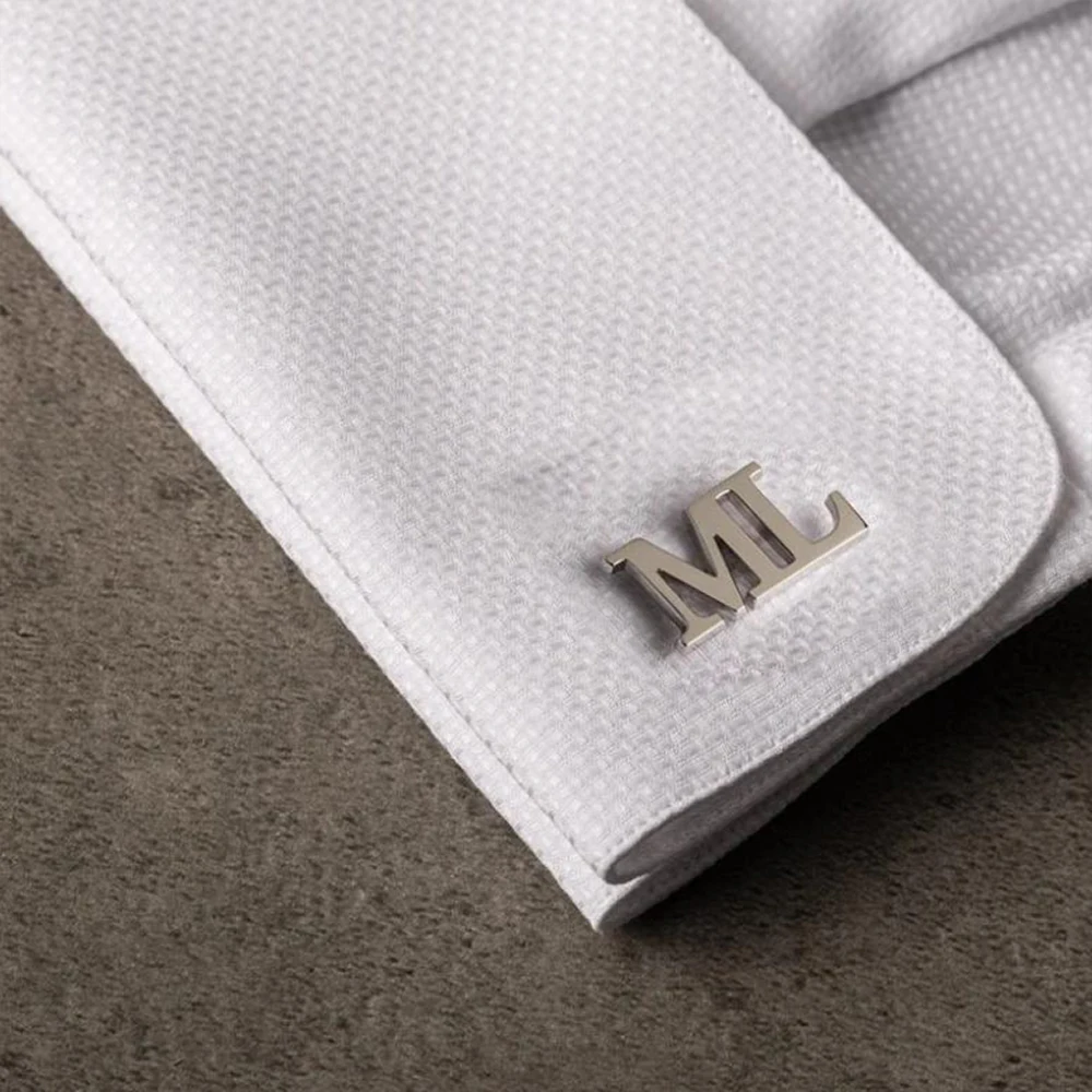 

2023 Customized Men's Cufflinks Personalized 2-Letter Stainless Steel Suit Shirt Buttons Wedding Groom's Gift