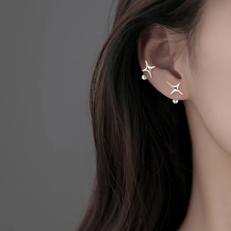 Korean Fashion Tragus Piercing Helix Studs Earrings for Women Sweet Flower Bow Hypoallergenic Daily Wear Jewelry Gift