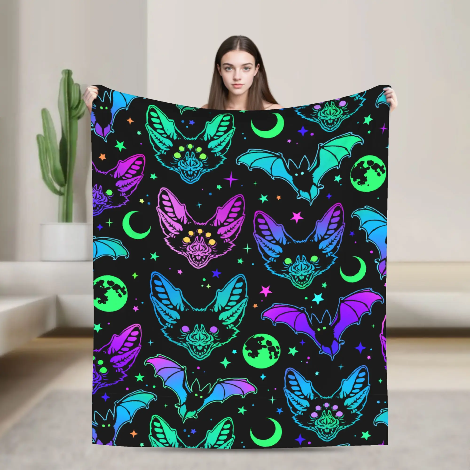 

Яркое одеяло с летучими мышами, бархатный текстильный декор, портативное мягкое одеяло для дивана, автомобильное постельное белье, пледы