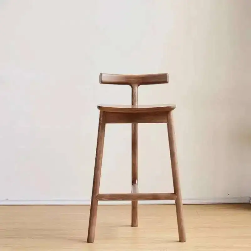 

Backrest Wood High Bar Chair Simple Fashionable Island Designer Bar Stools Creative Leisure Modern Household Chaise Bancos Para