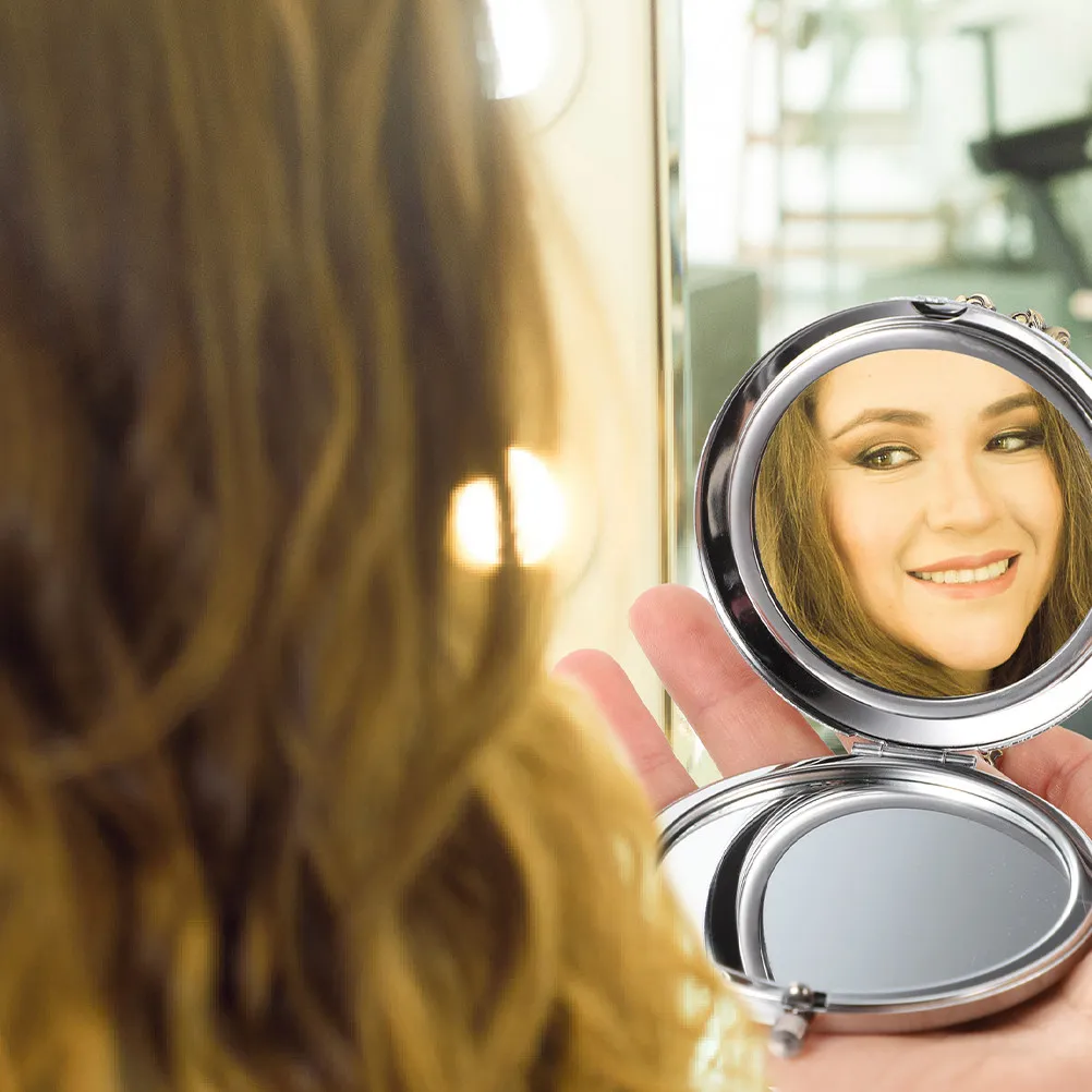 

Набор из 6 мини-зеркал: компактные круглые двусторонние карманные зеркала с 2-кратным увеличением, с кристаллами по краю, незаменимые в путешествиях для женщин