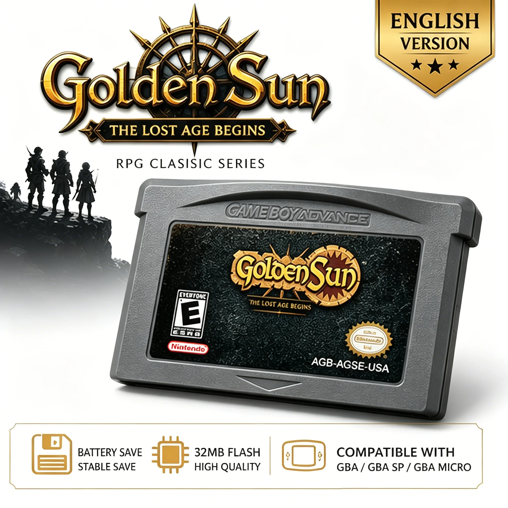 

Advance SPMicro Golden Sun The Lost Age GBA Game Cartridge English Version 32MB Flash Save Card for Game Boy