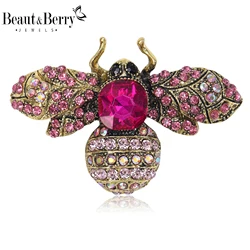 Beaut&Berry Beautiful Rhinestone Bee Brooches for Women Unisex Insect Pins Casual Party Accessories New Gifts Friends Decoration
