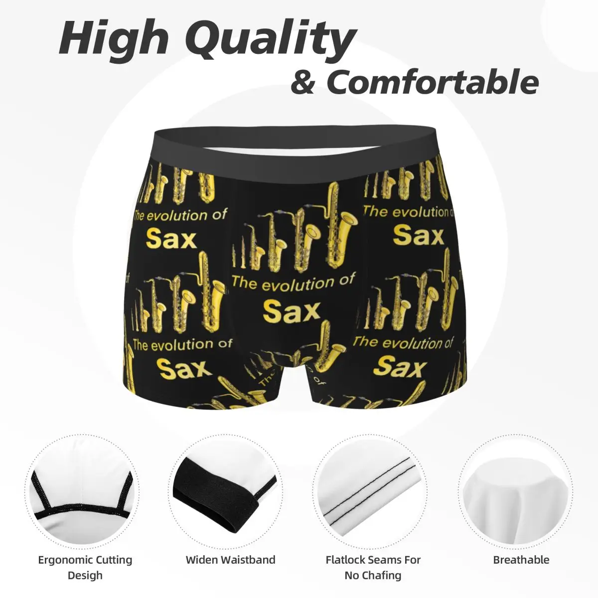 Boxer Underpants Shorts Saxophone Player - Music Art Girls Y2k Graphic Panties Men's Underwear for Homme Man Boyfriend Gifts