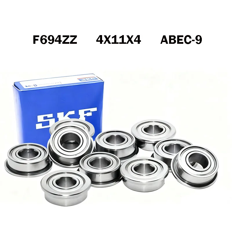 10PCS Sweden SKF Miniature bearings F694ZZ Flange Bearing 4x11x4 ABEC-9 Double Shielded Mini Flanged Origin SKF F694Z Bearings