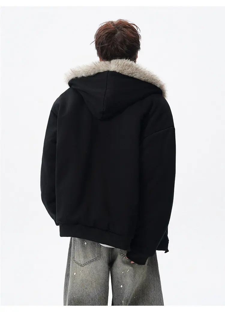 Parkas con capucha de piel de invierno de lana, abrigos para hombre, chaqueta a prueba de viento, ropa de abrigo gruesa para mantener el calor al aire libre