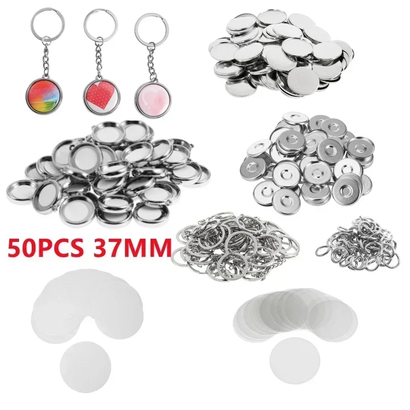 50Pcs/set Double-sided Keychain Button Making Supplies for Button Maker Machine 25mm/32mm/37mm for Badge Crafts Press Maker