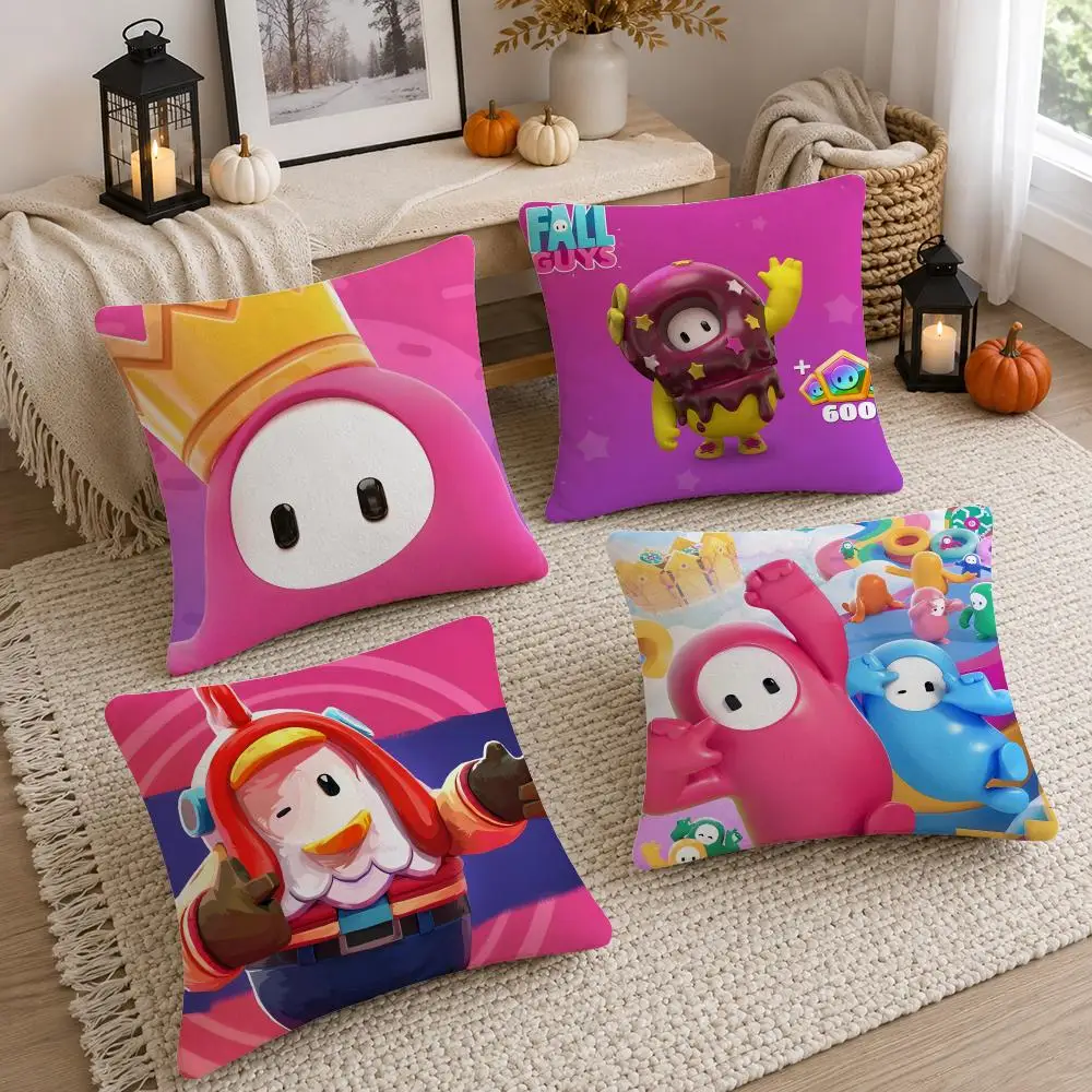 Game Fall Guys Cushion Cover Soft Fluffy Short Plush  Pillow Case Throw Decorative Cushion Covers for Sofa Bedroom Home Decor