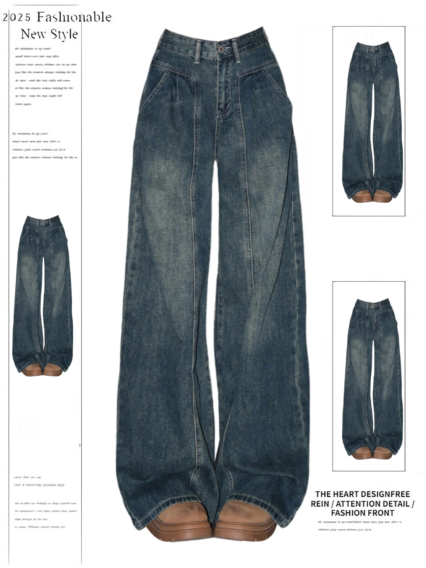 

Women's Blue Grunge Y2k Jeans Japandi Style Oversize Jean Pants Vintage Harajuku Baggy Grunge Denim Trousers Alternative Clothes