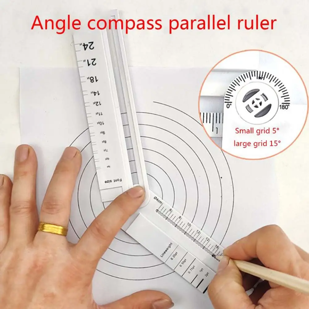 Simple Style Student Stationery Supplies Rectangle Ruler Drawing Tool Protractor Compass parallel Ruler