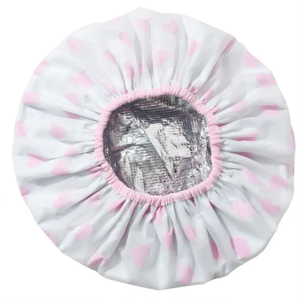 Thickened Self-heating Tin Foil Hat Shower Cap Thermostatic Steam Hair Mask Cap Portable Bathing Cap Smooth Hair Oil Baking Cap