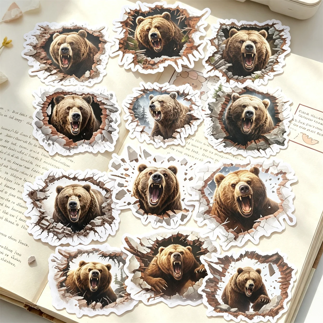15/30pcs Homemade Watercolor Rampaging Beard Planner Book Stickers, Handwriting Book, DIY Photo Albums Daily Scrapbooking