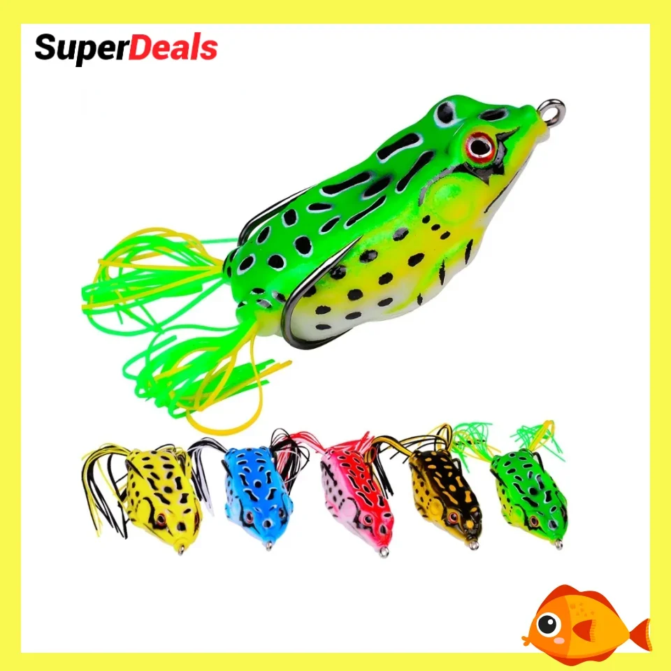 13G Frog Lure Soft Tube Bait Plastic Fishing Lure Frog Artificial 3D Eyes with Fishing Hooks Top Water Ray 1 Pcs