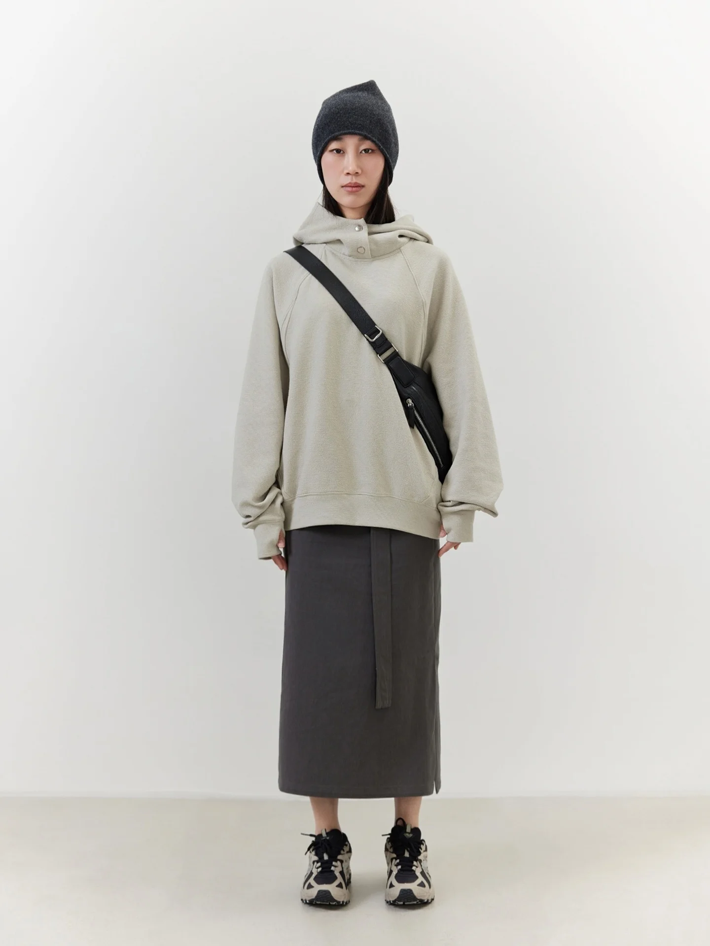 

Женская хлопковая толстовка с капюшоном и воротником-стойкой, эластичная, с четырехсторонней растяжкой, с вставками на плечах, повседневная, с длинными рукавами, новинка весны